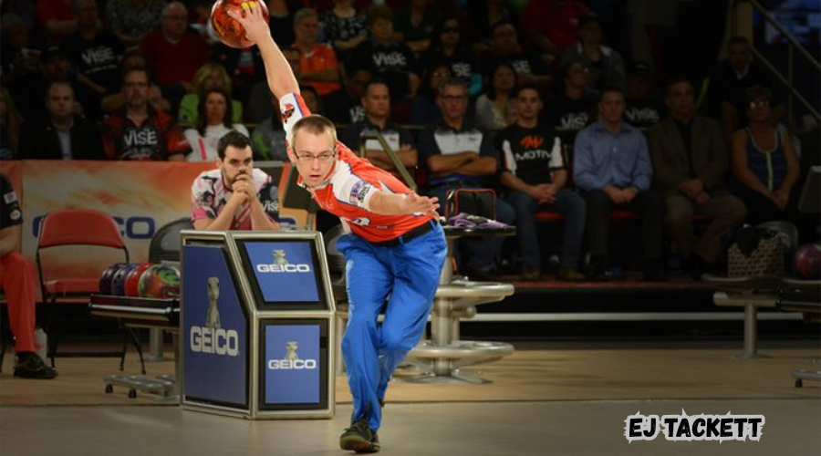 EJ Tackett celebrating a bowling win.