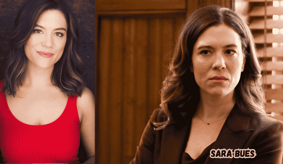 Sara Bues smiling confidently at an event.